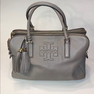 Tory Burch grey Robinson tassel purse